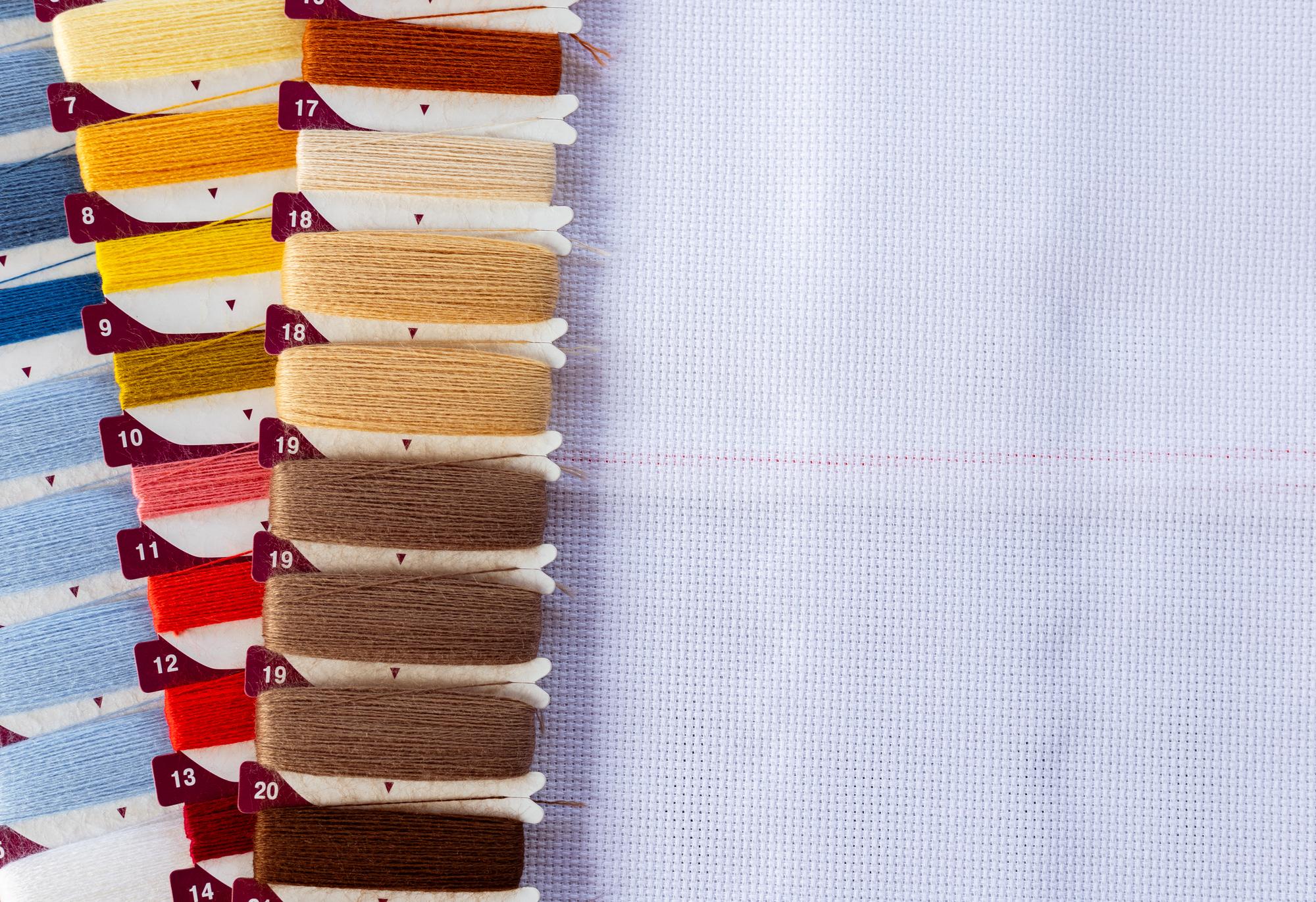 Flatlay of embroidered fabric swatches